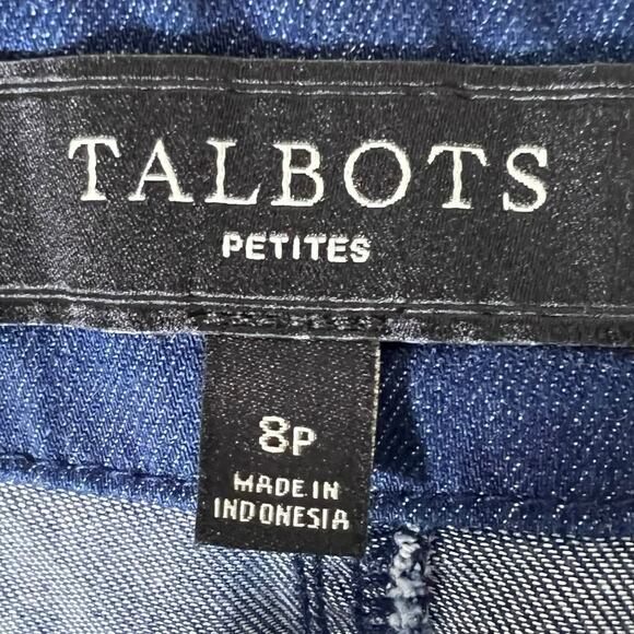 Talbots Sailor Button Wide Leg Jeans Womens 8P Dark Wash Classic Petite Nautical - Picture 5 of 6